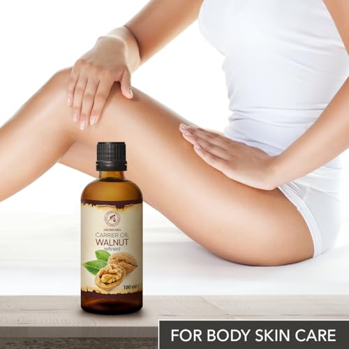 Foto von Walnussöl 100ml - Juglans Regia - Kaltgepresst - Raffiniert - Rein und Natürlich - Trägeröl - Walnuss Öl für Haut - Körperpflege - Schönheit - Haarpflege - Nagelpflege - Haaröl Trockenes Haar