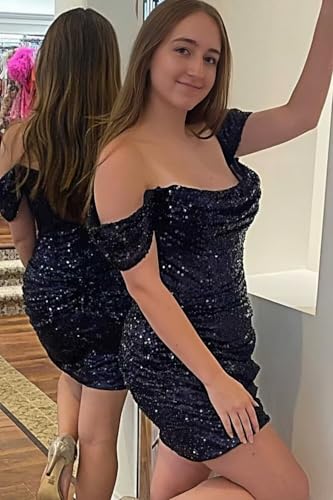 Off The Shoulder Sequin Homecoming Dresses for Teens 2025 Short Tight Mini Backless Prom Cocktail Party Gowns4