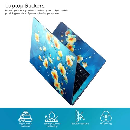 Image of Galaxsia Floral D13 Full Body Vinyl Laptop Skin /Sticker /Cover Upto 15.6 Inches Laptops Laminated-Removable-HD Quality Compatible for Hp-Dell-Sony-Lenovo-Asus etc.(15x10 Inches)