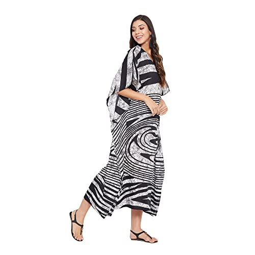 Image of Oussum Women Plus Size Kaftan Kimono Loose Maxi summer dresses for women Beach 3 /4 Sleeve Casual lounge dress Boho