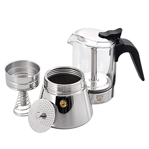 GRÄWE Espressokocher aus Edelstahl mit Glaskanne, für Induktion und alle Herdarten geeignet, spülmaschinengeeignet, 4 Tassen, 160 ml – Bild 4