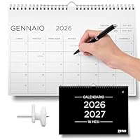 ZENO Calendario 2026 da muro - Da Gennaio 26 a Giugno 27 (18 mesi) - Planner mensile - Calendario da tavolo 2026 - Facile da leggere - Fissaggio incluso, Perfetto per la Scrivania