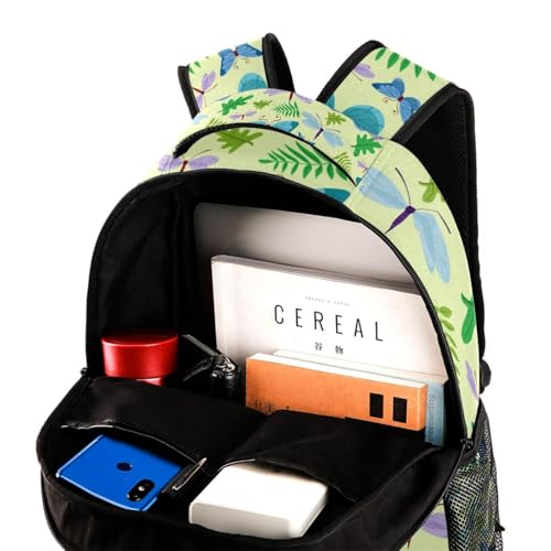 Mochila de mariposas y libélulas con estampado multicolor resistente y gran capacidad 4