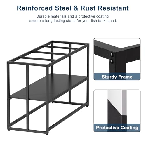 Image of 55-75 Gallon Fish Tank Stand, Aquarium & Terrarium Stand for Home Office | Dual-layer design to hold aquariums and terrariums.Overall dimension is 48.4 inchx19.7 inchx31.5 inch with 900LBS load capacity