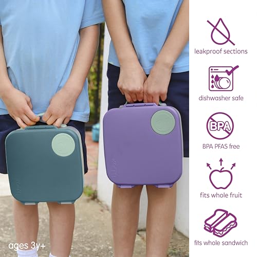 Image of b.box Lunch Box for Big Eaters All Ages - 8.5 Cup Leak Proof Bento Box with 4 Compartments, School Lunch Container with Ice Pack, Dishwasher Safe, BPA-Free, PFAS-Free - Lilac Pop