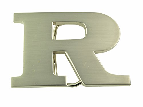 Stainless Steel "R" Initial Buckle & Genuine Black Leather Belt2