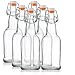 Home Brewing Glass Beer Bottle with Easy Wire Swing Cap & Airtight Rubber Seal - 16oz - Case of 6 - by Tiabo