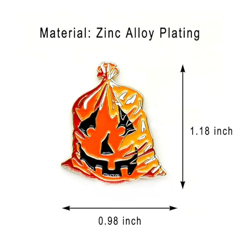 Image of Vintage Retro Pumpkin Trash Bag Enamel Pin - Fun Series | Premium Enamel Pin - Statement Lapel Pin - Plated Badge for Clothing, Bags, Hats, Jackets, and Lanyards