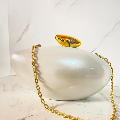 Image of Pearl Clutch Purse Acrylic Shell Clutch Bag Bridal Purse for Women Wedding Party