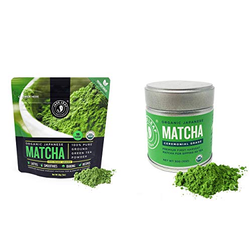 Jade Leaf Culinary + Ceremonial Matcha Bundle - Organic Matcha Green Tea Powder Culinary Pouch (30g) and Ceremonial Tin (30g)