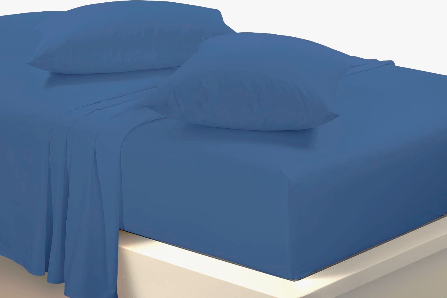 Percale Bunk Bed Fitted Sheet 2ft 6" (76cmx190cm) Caravan Campervan - Small Single Bed POLY COTTON (MID BLUE)