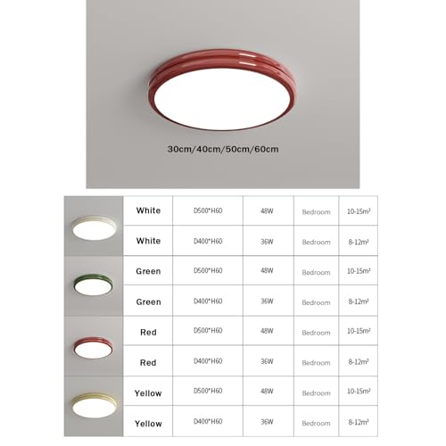 Luminaire plafonnier acrylique rond chic réglable 2700K-6500K rouge - 6