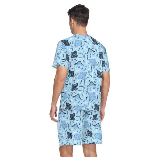 Men's Pajama Short Sleeve Set Matching Sleepwear Sleep V Neck Lounge Set with Pocket S-XXL2