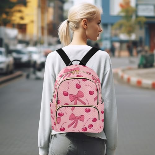 Image of ALAZA Bow Cherry Cartoon Funny Women Backpack Purse Ladies Fashion Shoulder Bag Daypack Travel Bag 7.5L