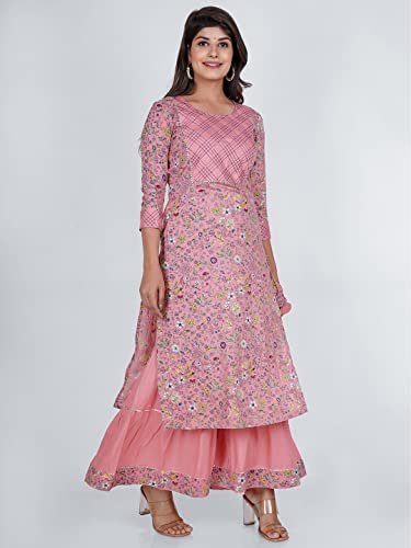 Image of Women's Viscose Floral Printed Straight Fit Kurta and Sharara Set