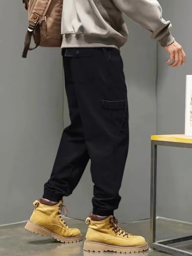 Image of Leriya Fashion Men's Cargo Pants | 4 Pocket Cotton Cargo Joggers for Men | Loose Fit Stylish Pant with Pockets | Casual Baggy Trousers & Streetwear Lower