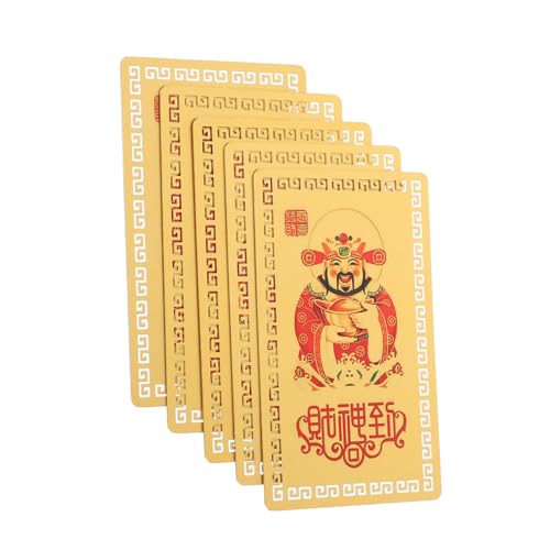 iplusmile 5個風水金属製富カード 携帯に便利な軽量アルミ合金製 財神デザイン 繁栄と成功を呼ぶ護符 幸運と保護をもたらす携帯用お守り