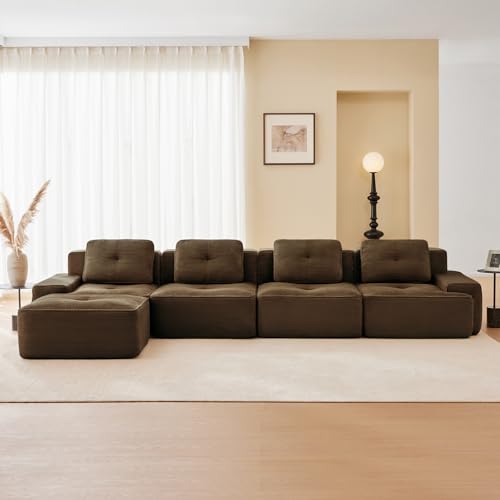 Image of Corduroy Modular Sectional Sofa, Oversized Cloud Couches for Living Room