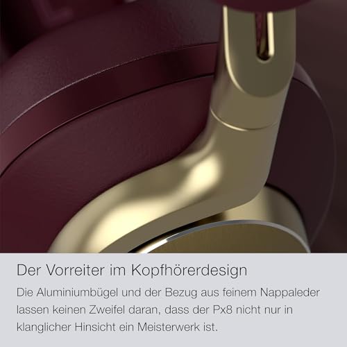 Bowers & Wilkins PX8 Flaggschiff-Over-Ear-Kopfhörer mit Geräuschunterdrückung, kabellos, Bluetooth 5.0 und Schnellladung, 30 Stunden hochauflösende Wiedergabe und integriertes Mikrofon, Burgunderrot – Bild 6