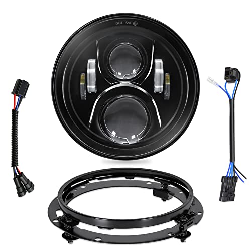 Haitzu 7 inch Headlight Motorcycle LED with Mounting Bracket Compatible with The Following Models:Touring Ultra Classic Electra Street Glide FatBoy Heritage Softail Slim Deluxe Switchback Road King