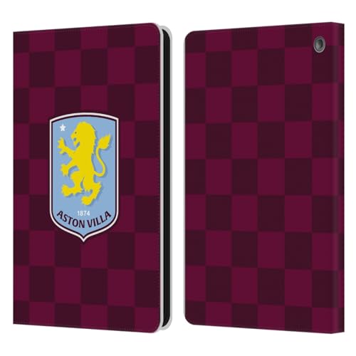 Licenza Ufficiale Aston Villa Football Club A Scacchi Design con Stemma 2024 Custodia Cover pelle a Portafoglio Compatibile con Fire HD HD 8 Plus 2020
