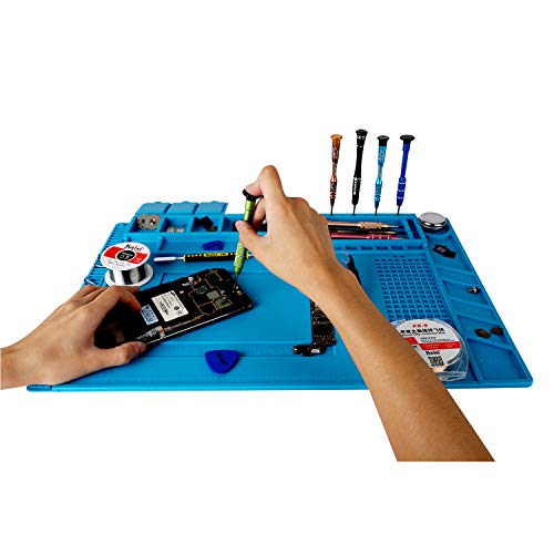 Kaisi S-160 Soldering Mat Insulation Silicone Magnetic Repair Work Mat Heat-Resistant Soldering Station Mat for BGA and Gun Soldering Iron, Workbench, Cell Phone Laptop Repair, Size: 17.8 x 11.8 inch