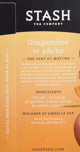 Stash Tea Green Tea, Ginger Peach with Matcha, 18 ct - Image 4