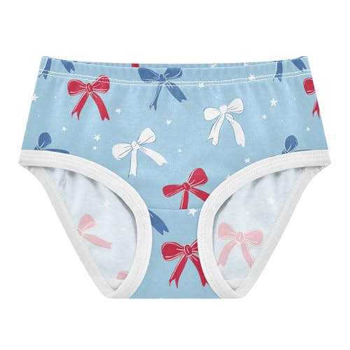 Wusikd Red White Blue Bows (3) Girls' Underwear Cotton Girls Briefs Soft Toddler Underwear 2T