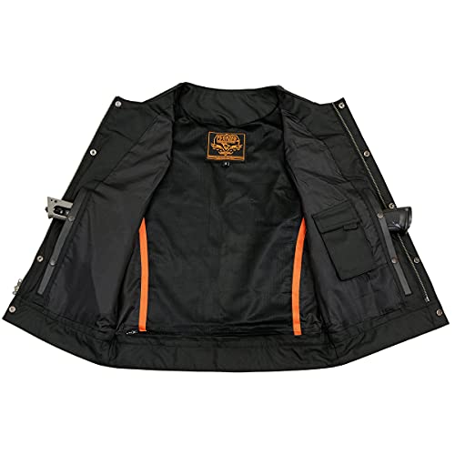 Milwaukee Leather LKM3711 Men's Black Leather Collarless Club Style Motorcycle Rider Vest w/Dual Front Closure - Large by Milwaukee Leather - Image 6