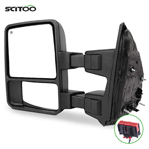SCITOO Towing Mirror Left Side Rear View Mirror fit 2008-2016 for Ford for F-250 for F-350 for F-450 for F-550 Super Duty with Manual Control Heated Manual Telescoping Manual Folding and Turn Signal