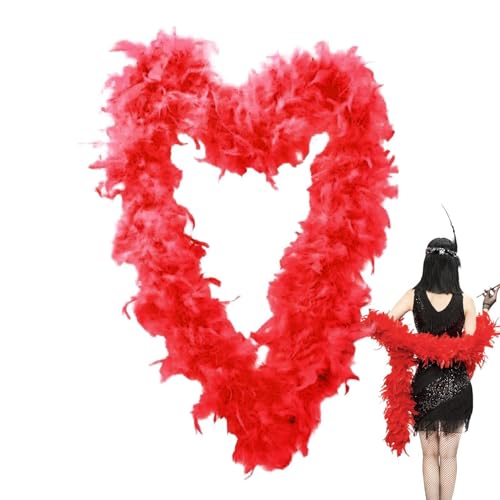 Boa de plumas rojas de 2 m, color sólido, estola de plumas, guirnalda de plumas, disfraz de carnaval, niña, disfraz para cosplay, accesorio de disfraz para bodas, danza
