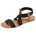 Produktbild JiaMeng Damen Flache Unterseite Fischmundsandalen weibliches Gummiband Römersandalen Niedriger Absatz rutschfeste Strandschuhe Kreuzgurt-Sandalen (38, Schwarz)