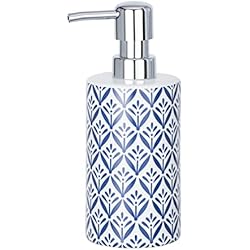 Dosificador Jabon Ceramica WENKO Dosificador de jabón Lorca azul cerámica - Dispensador de jabón líquido Capacidad: 0.36 l, Cerámica, 8.5 x 18 x 7 cm, Azul
