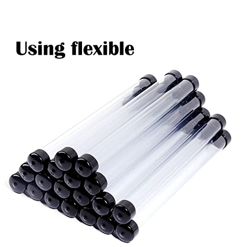 Image of Clear Storage Tube DZS ELEC 2PCS 20 x 220 mm /0.79 x 8.7 inch Small Plastic Round Tubing with Black Caps for Bead Containers, Craft, DIY, Empty Storage Tube