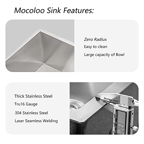 24 Undermount Luandry Sink -Mocoloo 24 Inch Utility Sink 16 Guage Stainless Steel Under Counter Single Bowl 12 Inch Deep Laundry Room Utility Sinks #TOP4