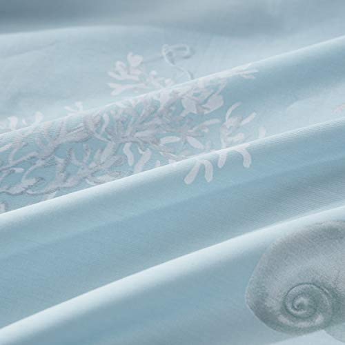 Brandream Coastal Beach Bedding Set 100% Cotton Duvet Cover Set Reversible Zipper Closure 3-Piece King/Cal King(No Comforter Included) #TOP5