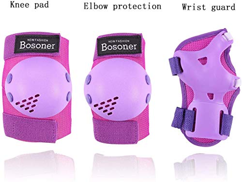 Image of BOSONER Kids /Youth Knee Pads Elbow Pads Wrist Guards Set for 3-15 Years, Child Protective Gear Set for Roller Skates, Cycling, BMX Bike, Skateboard, Inline Skating, Scooter Riding Sports