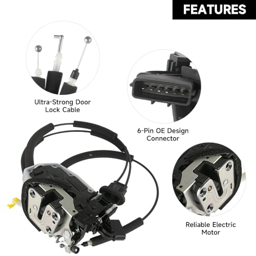 Image of Front Left Driver Side Door Lock Actuator Motor with Cable - Compatible for Nissan Quest 3.5L V6 - Gas 2011-2017 [LE, S, SL, SV, Platinum] - Replace Part 80501-1JA0A