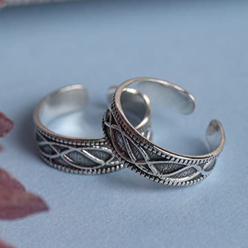 Image of Clara 925 Sterling Silver Size Adjustable Toe Rings Pair Gift for Women