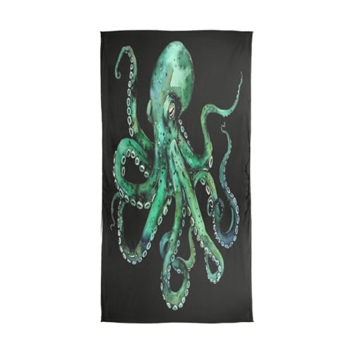 ALAZA Watercolor Green Kraken Black Chiffon Silk Long Scarf Shawl Wrap2