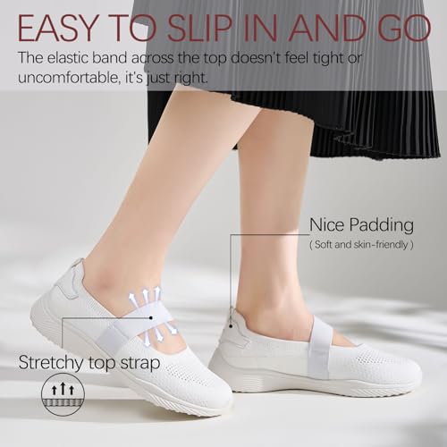 Image of HONHOLD Women's Casual Knit Mary Jane Flat Shoes with Arch Support