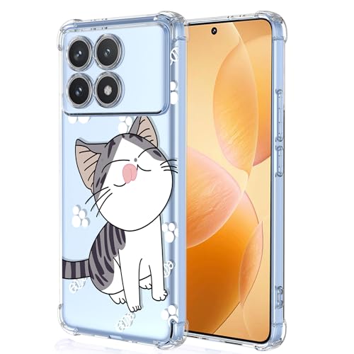 XINYEXIN Clear Case for Xiaomi Poco X6 Pro 5G Cute Kitten Pattern Design Slim Shockproof Transparent Soft TPU Bumper Case Protective Cover
