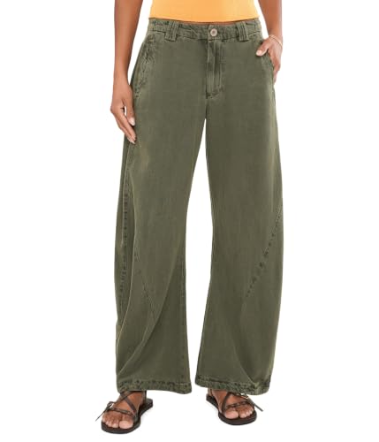 Free People Womens Spotlight Washed Trousers Dusty Olive 12
