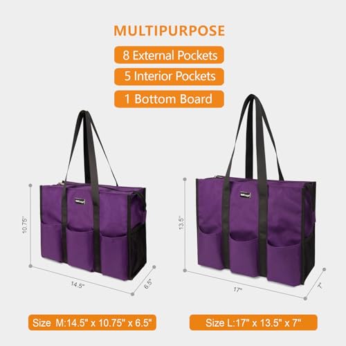 Image of TOPDesign Utility Water Resistant Tote Bag with 13 Pockets, Top Zipper Closure & Thick Bottom Support, for Working Women
