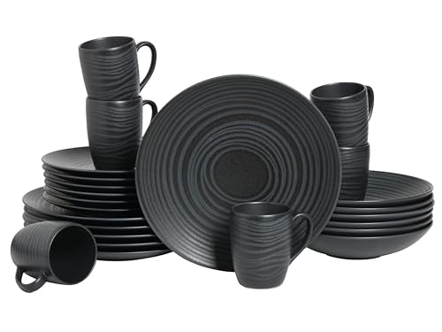 CreaTable, 20568, Serie Lava Stone Black, 24-teiliges Geschirrset für...