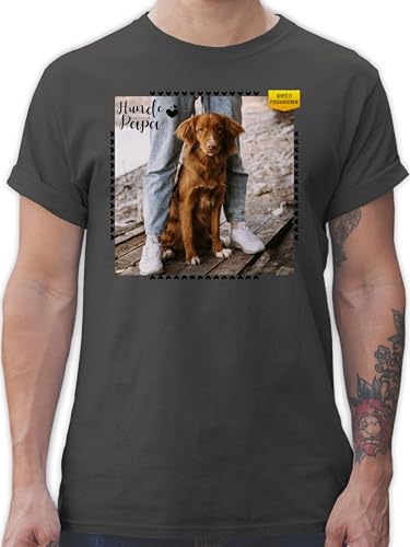 T-Shirt Herren - eigenem Bild - Hunde Papa Geschenk mit Foto personalisiert I Hunde Liebhaber Geschenk Hundebesitzer I Hundehalter Geschenke Hundepapa Geschenke für Hundefreunde - XL - Dunkelgrau