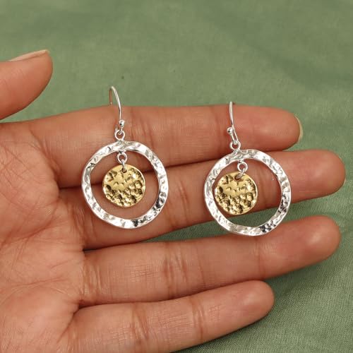 LeCalla 925 Sterling Silver Hammered Earrings for Women | Handmade Hammered Drop & Dangle Earrings Jewelry | Women's Silver Textured Statement Earrings for All Occasions3