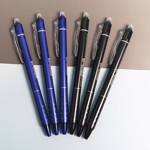 Bolígrafos de gel borrables 0.5mm 6 piezas negro y azul miniatura 7