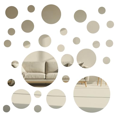 Aysatogc 30Pcs Round Mirror Tiles