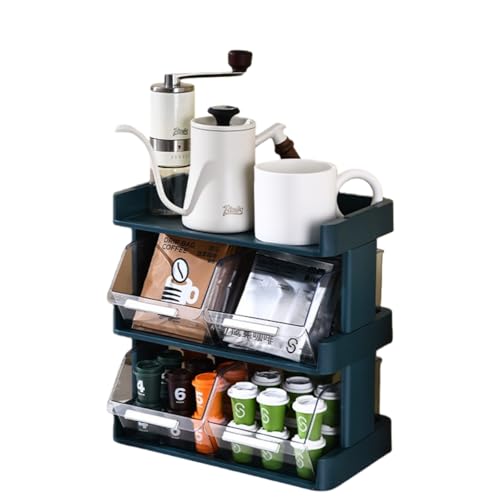 Kefeng 収納スティック 卓上整理棚 カップ収納棚 デスク上置棚 2/3/4段プラスチック カプセルホルダー 収納ケース 引き出し カウンタートップシ 組立式 組み立て簡単 省スペース 家庭、喫茶店、ラウンジなどに 適 す 寝室 洗面所 事務用 学校